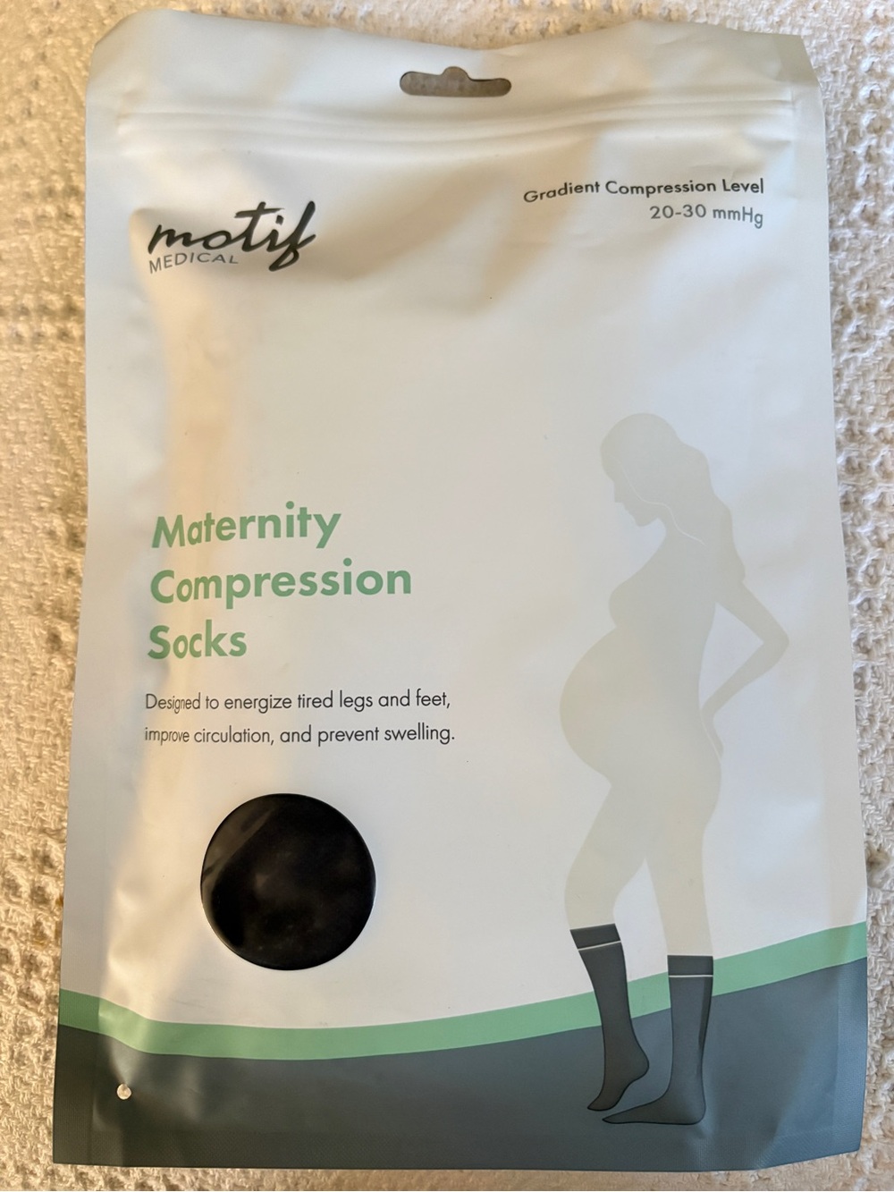 NWT Motif Maternity Compression Socks, Black, Size Small